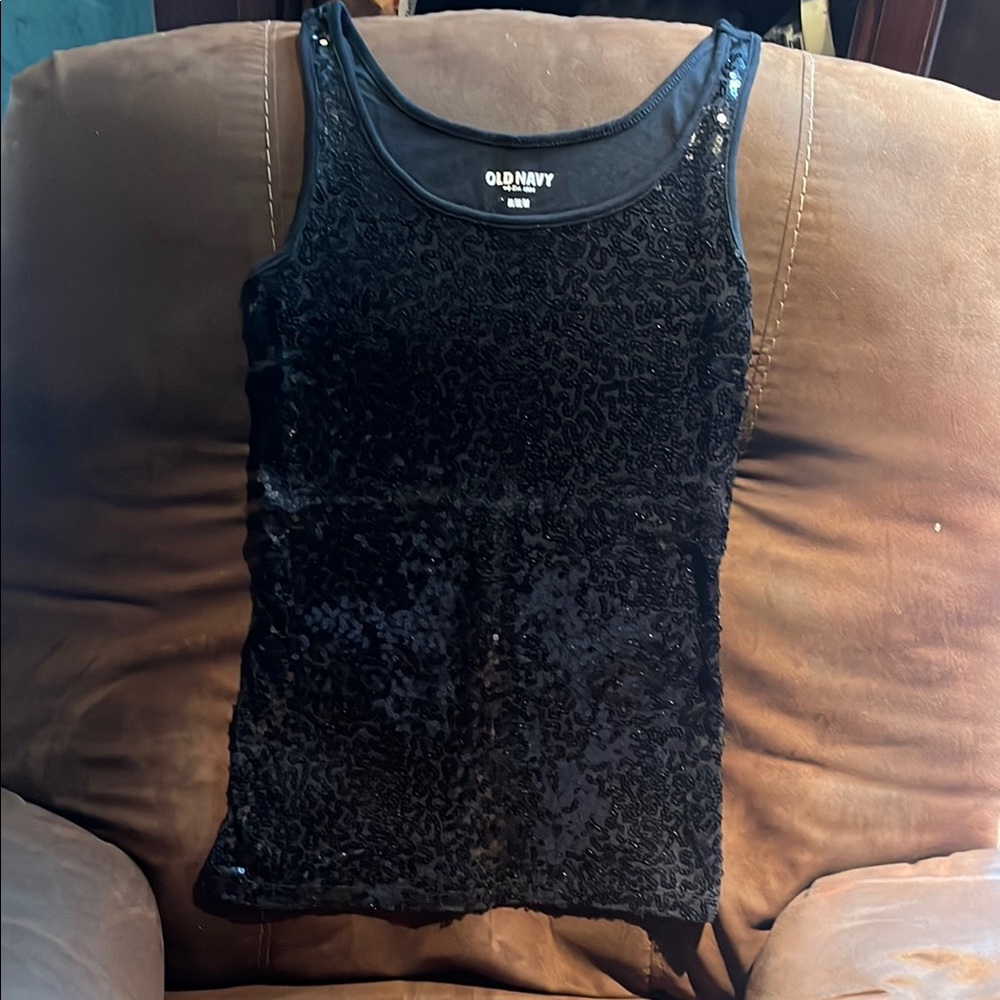 Old Navy Black Sequin Tank Top